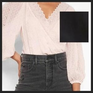 NEW! EXPRESS Black Splice Wrap Semi Sheer Eyelet Thong Bodysuit XS.